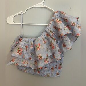 Abercrombie & Fitch Asymmetrical One Shoulder Floral Top Size XS NWT‎